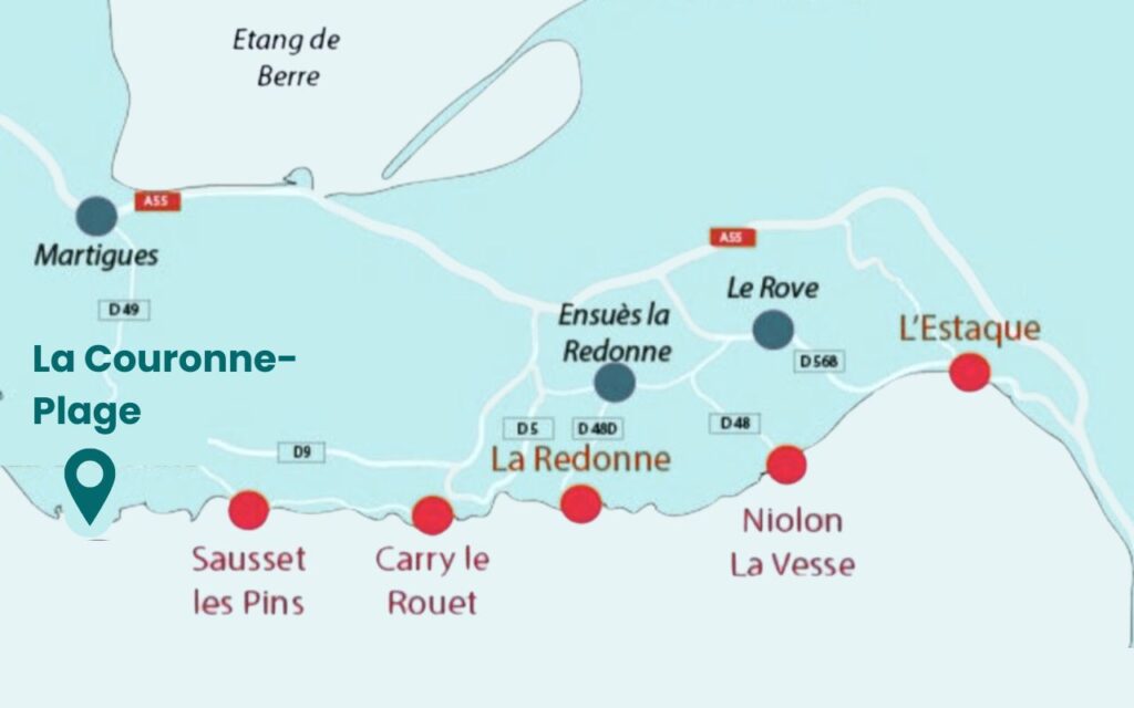 La Couronne-Plage localisation sur la Côte Bleue