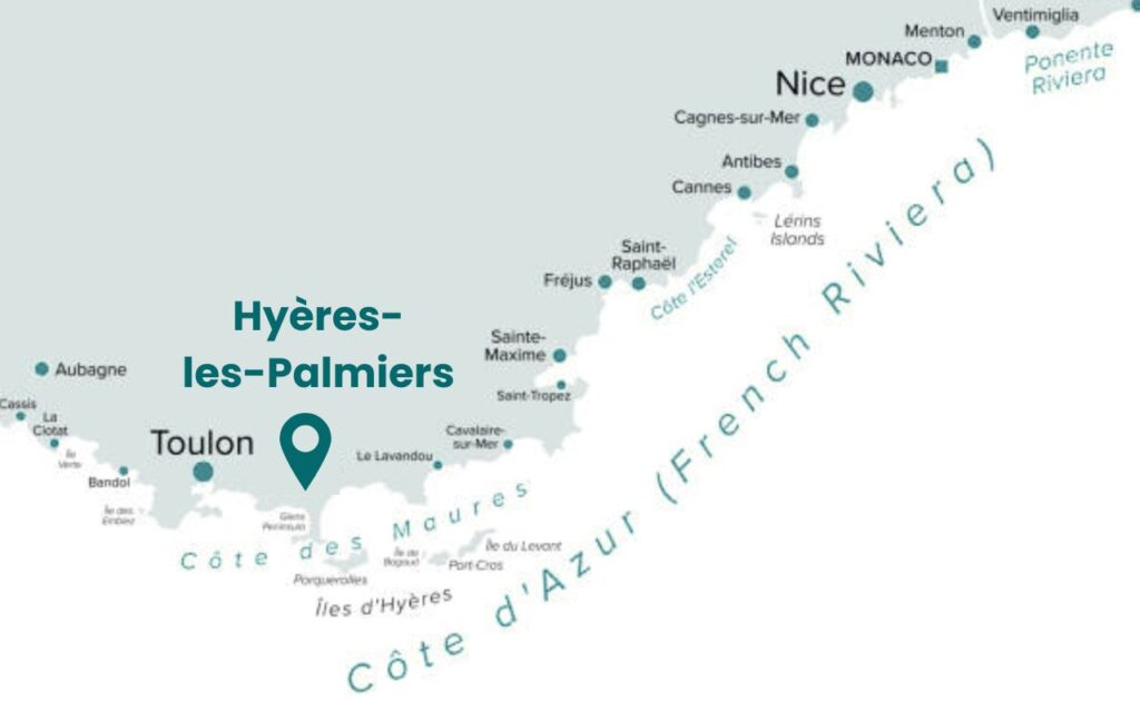Hyères-les-Palmiers localisation côte d'Azur
